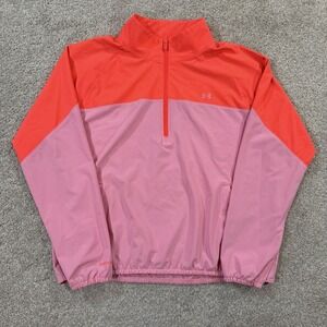 Under Armour Storm Pullover Jacket XL Red 1/4 Zip Lightweight Windbreaker Womens